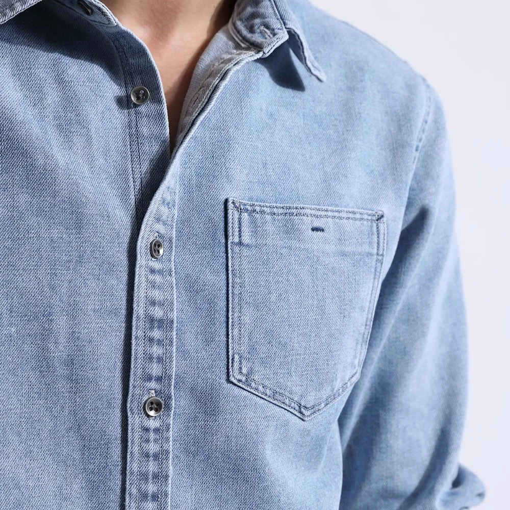SIMWOOD 2019 новые весенние Джинсовые рубашки Для мужчин карман Slim Fit с длинным рукавом