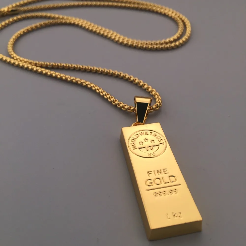 Buy Iced out 18k Gold Plated Bar shape Pendant Boxing