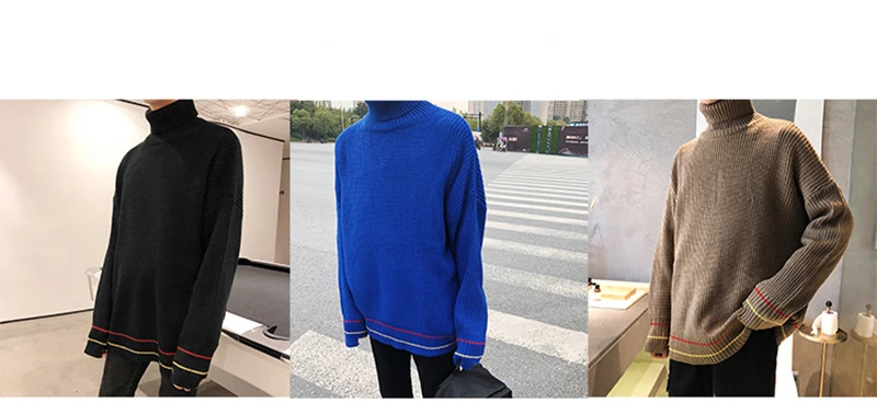 Turtle Neck Sweater Men Retro Vintage Pullover High Fashion   (1)