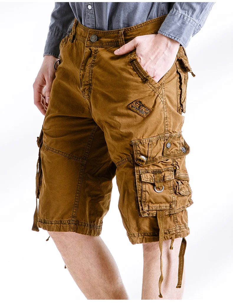 Мужские хлопковые шорты Карго большого размера высокого качества Модные мужские повседневные рабочие шорты бермуды военные Маскировочные шорты 785