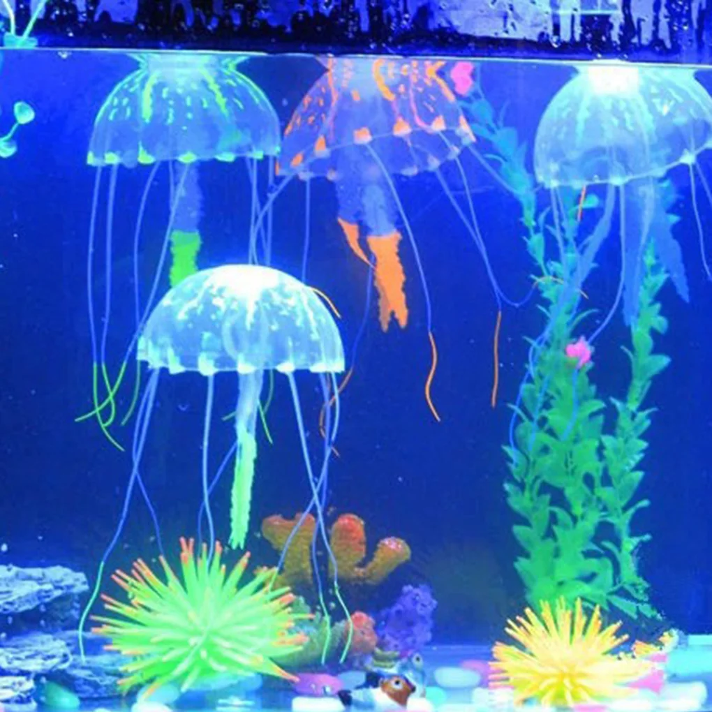 2018 прекрасный силиконовый искусственная Медуза стиль плавание светящийся эффект аквариум украшения аксессуары для аквариума украшения