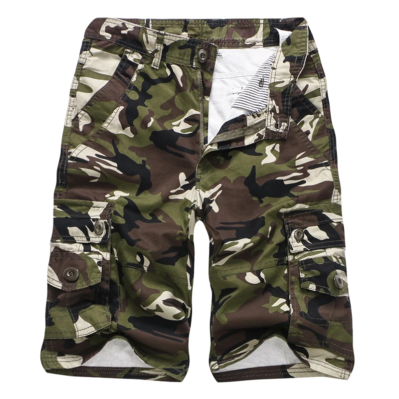 Military Camouflage Cargo Shorts Men Cool Summer Cotton Casual Short Pants Plus Size Comfortable Camo Work Loose Bag Overalls | Мужская