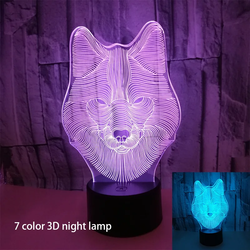 

Led Desk Lamp Wolf Animal Night Light Bedroom 3D Table Lamp Energy-Saving Decorative Lamp for Gift with Remote Control