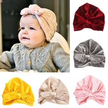 REAKIDS/детская шапка, детский Чепчик для новорожденных, новинка, весна-осень, детская хлопковая шапка с ушками, шапка с бантом для мальчиков и девочек, унисекс, одноцветная шапка s