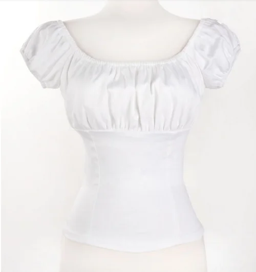 Шопинг онлайн американская винтажная женская блузка летняя сексуальная низкая спина белый ретро крестьянские топы хлопок белого размера плюс Ретро Топы - Цвет: TP204