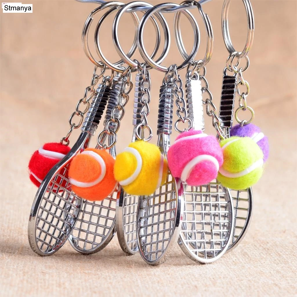 Tennis Racket Keychain Cute Sport Mini Keychain car 6 color Pendant