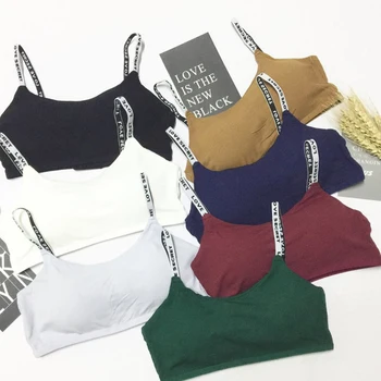 

Women Padded Letter Fitness Stretch Crop Tank Vest Running Sports Bras Apparel Top Female Clothing Clothes 2018