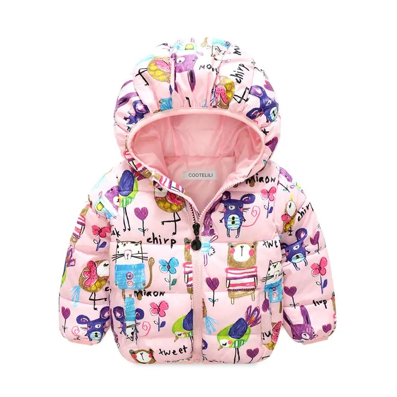 COOTELILI  80-130cm  Fashion Rabbit Pringting Winter Infant Cotton Jackets Kids Girls Coat Warm Baby Girl Clothes For Children  (9)