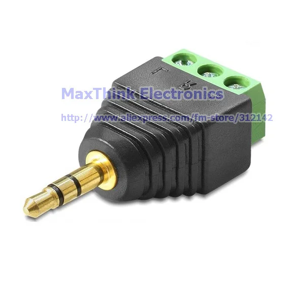 Terminal block to 1/8" 3.5mm stereo jack male plug adapter 3 pin audio