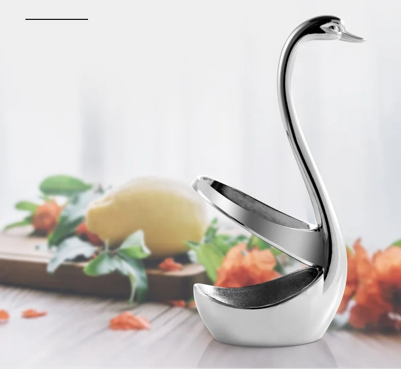 

Creative Swan Stainless Steel Fruit Fork Set Base Western Tableware Coffee Spoon Combination Table Art Quality Material