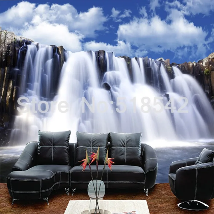 Пользовательские 3D фото обои 3D нетканые Спальня большой росписи водопад пейзаж Гостиная ТВ Задний план Настенный декор Обои