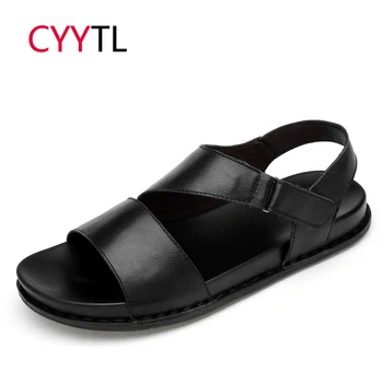 

CYYTL Brand Leather Men Sandals 2019 Summer Shoes Roman Slippers Outdoor Male Sneakers Beach Flip Flops Water Sandalias Hombre
