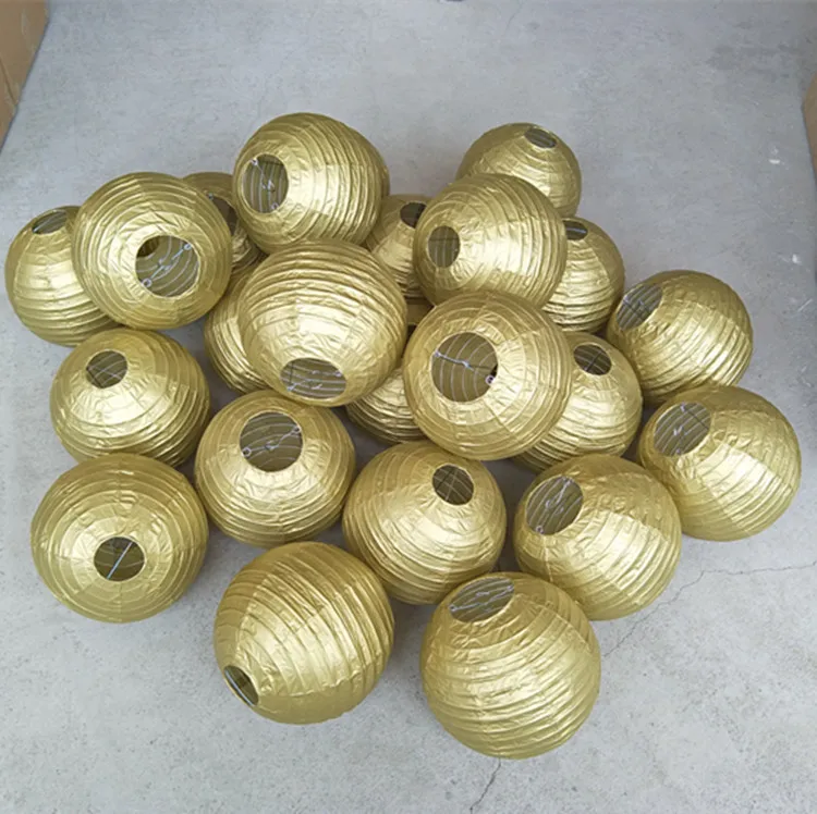 

Gold Silver Round Chinese Paper Lantern Wedding Engagement Party Decoration Baby Shower Birthday Hanging Paper Ball Bedroom Lamp