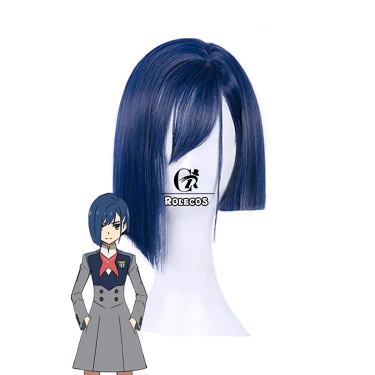 Anime DARLING in the FRANXX 015 Icigo Cosplay Wigs Blue Short Straight