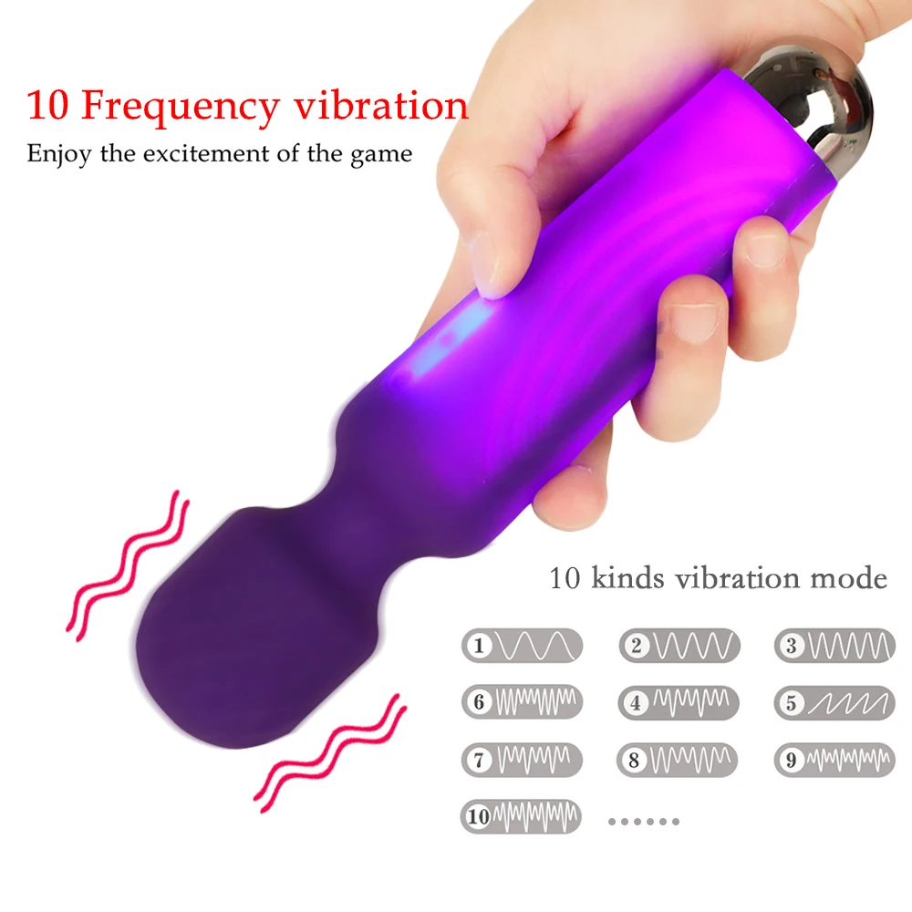 10 режимов массажер для тела Вибратор мощная волшебная палочка AV Вибратор секс товары для взрослых USB перезаряжаемые Вибраторы Секс-игрушки