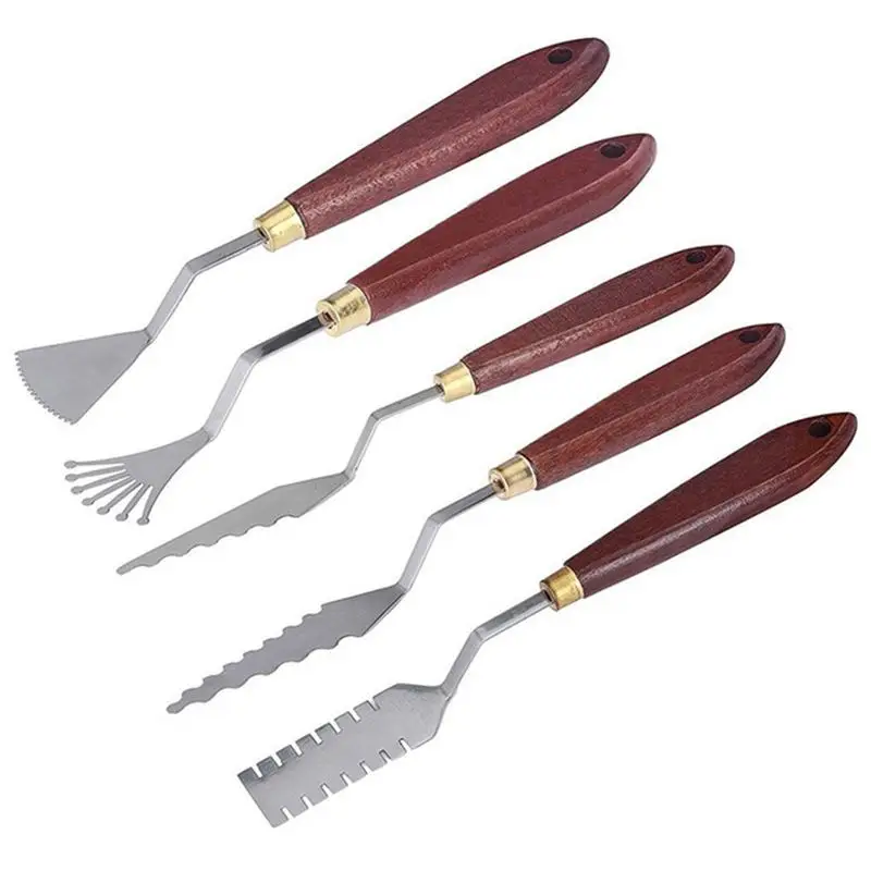 

WORISON 5 Pcs Stainless Steel Palette Scraper Set Spatula Knives For Artist Oil Painting Tools Painting Knife Blade DIY Craft