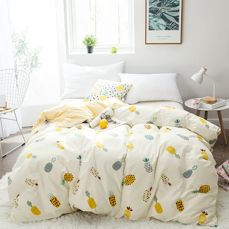 

2018 New design 1pcs duvet cover printing colorful pineapple quilt cover skin care cotton bedclothes free shipping #sw