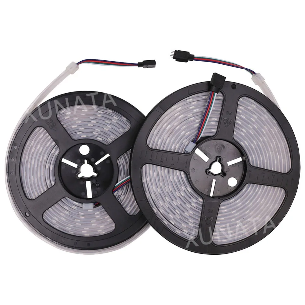 DC12V светодиодный лента SMD 5050 60 Светодиодный s/m IP65 IP67 Гибкая Водонепроницаемая RGB Светодиодные ленты свет + EU/US/UK/разъем АС + 44Key удаленного