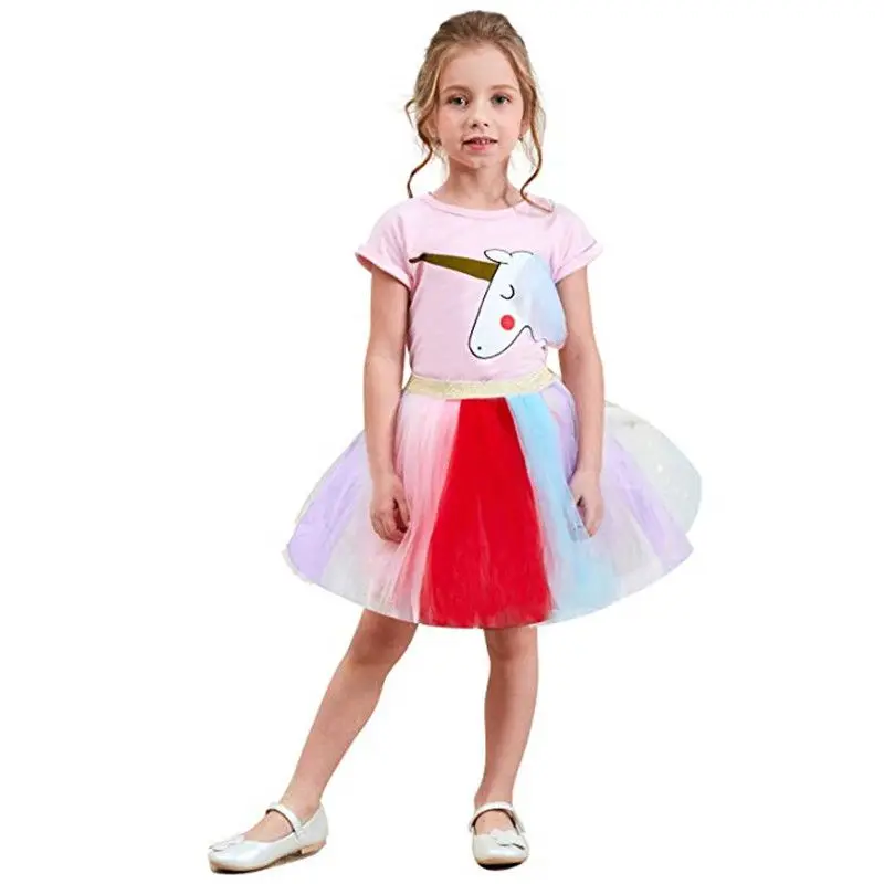 

Girls Dress for Girls Unicorn Tutu Rainbow Princess Birthday Party Dress Kids Summer Dress Vestido Unicornio Children Clothes