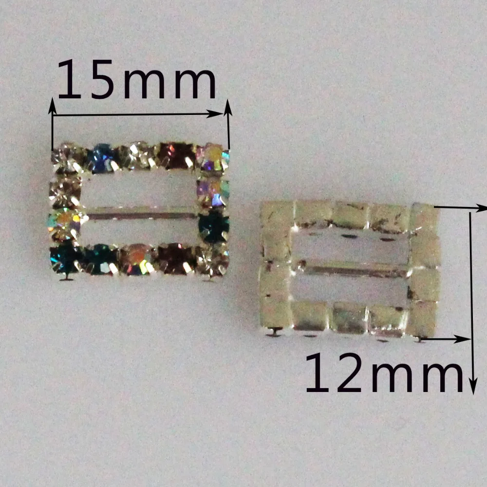  New 10 Pc Variety of Rhinestone Buckles Invitation Card Wedding Ribbon Slider Colorful crystal buck - 32861224878