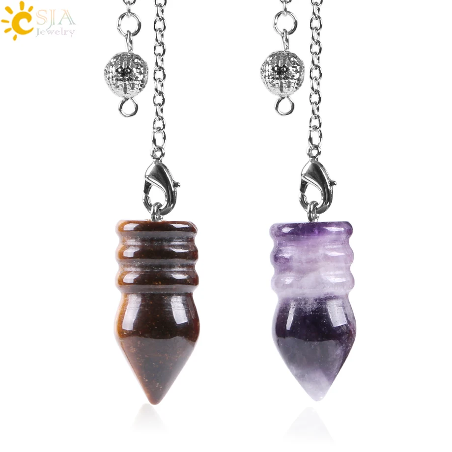 

CSJA Natural Pendulum for Wicca Radiesthesia Dowsing Lapis Lazuli Pendant Pendulums Reiki Chakra Healing Crystal Pendule E642