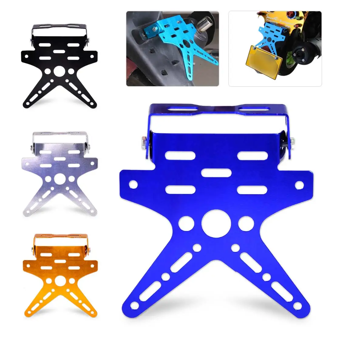 

DWCX New Universal Motorcycle Adjustable Number License Plate Mount Holder Aluminum Bracket Registration Number Plate Cover Kit