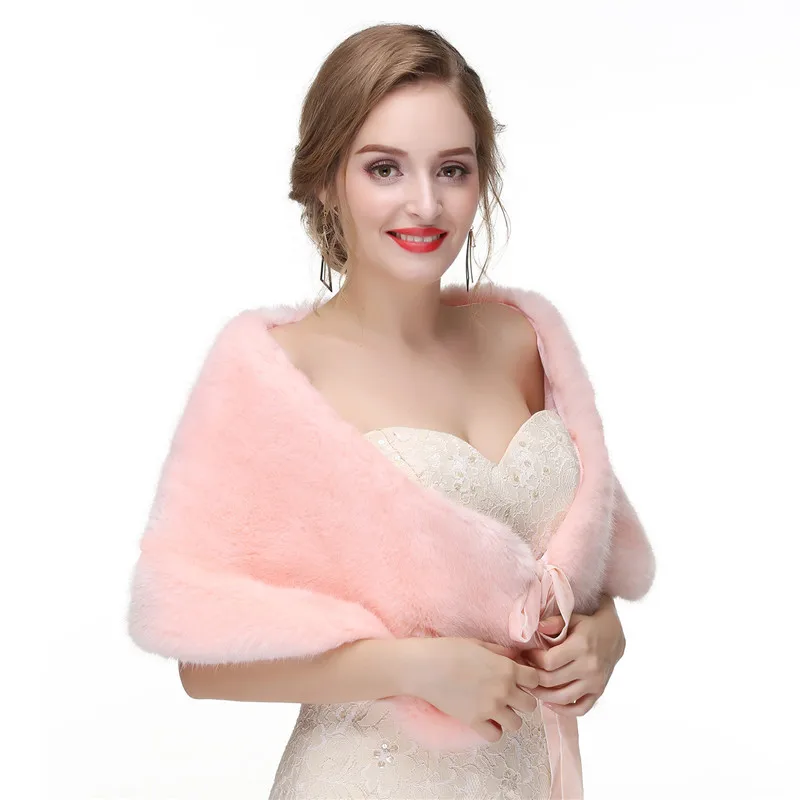 

Mingli Tengda 2018 Winter Faux Fur Shawl Wedding Boleros Jacket Warm Elegant Bride Wraps Cape Bridal Jacket Wedding Accessories