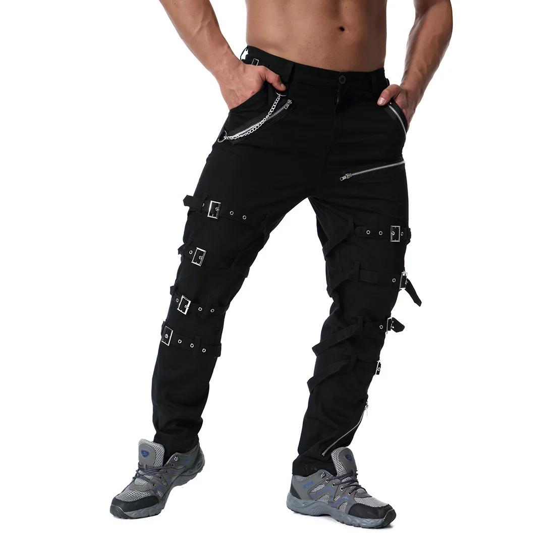 Новинка 2019 года сбоку комбинезон с карманами для мужчин хип хоп лоскутное Cargo Ripped пот брюки для девочек джоггеры мотобрюки мужской моды