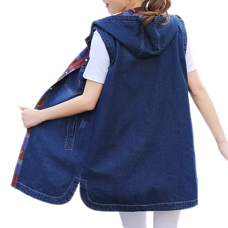 Denim vest with hood for women long dresses Denim vest with hood for women long dresses