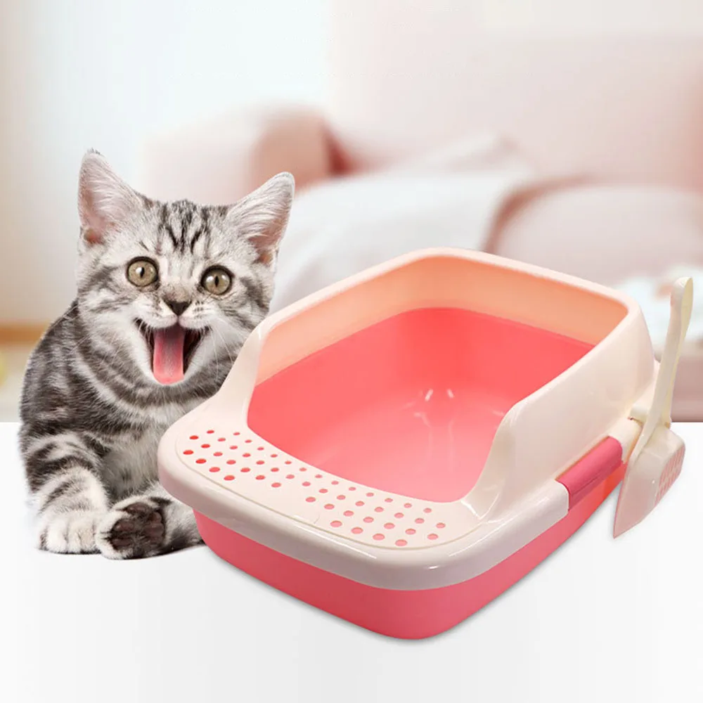 ПЭТ кошачий ящик для мусора песочный ящик пластиковый анти-всплеск многоразовый лоток для кошек постельные принадлежности очиститель для туалета