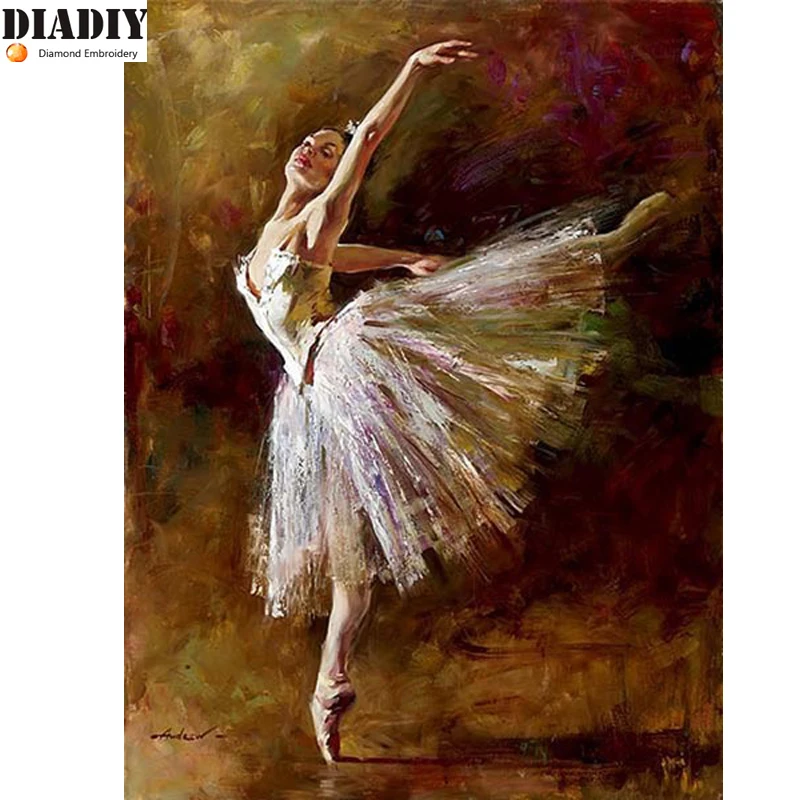 

DIADIY Full round Diamond 5D DIY Diamond Painting Ballet 3D Embroidery Cross Stitch Mosaic Painting Decor