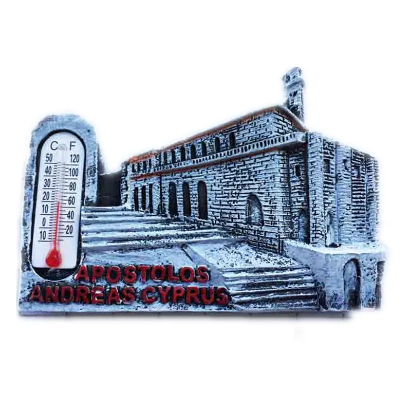 

Creative Andreas Cyprus Tourist Souvenirs Building Thermometer 3D Fridge Magnets Home Decortion Refrigerator Magnetic Stickers