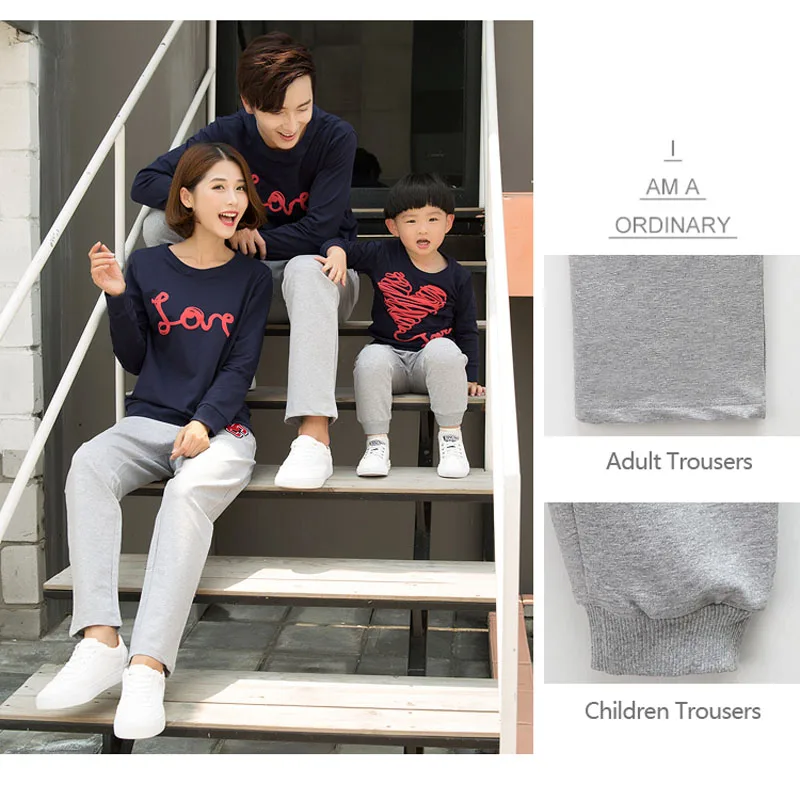 Best Family Clothing 2019 Autumn Mother Daughter Father Boy Clothes set Family Matching Outfits Cotton LOVE Shirt Pants Family Look 7