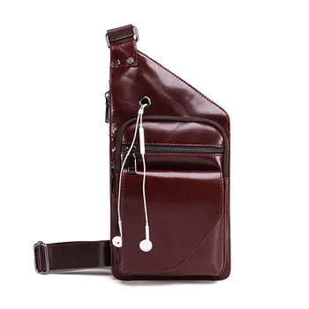 

BOLEKE Men Crazy Horse PU Leather Fashion Sling Chest Bag Cross Body Messenger Single Casual Shoulder Pack Travel Motorcycle