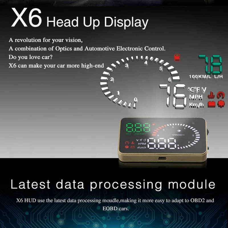 XYCING X6 автомобиля HUD проектор автомобильный коллиматорный Дисплей 3 дюймов лобовое стекло проектор OBD2 автомобильный проектор скорости для фиксации данных при вождении, Автомобильная сигнализация Системы