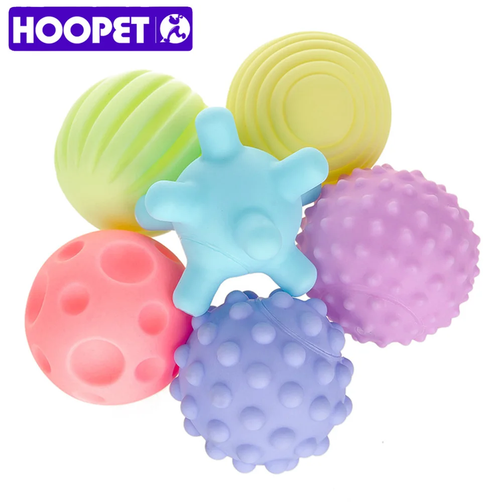 HOOPET 6pcs/lot Pets Dog Puppy Cat Ball Teeth Toy Chew Sound Dogs Play Squeak Toys Pet Supplies