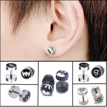 EUPNHY 1 пара Супермен Бэтмен серьги из нержавеющей стали/акриловые пирсинг серьги-гантели панк серьги для женщин и мужчин