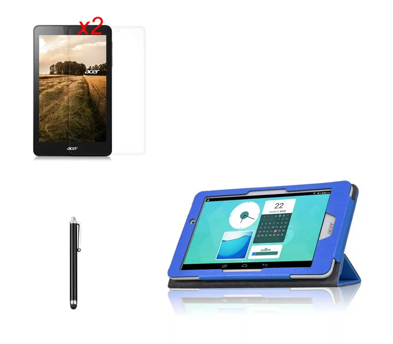 

Slim Silk Folio Stand PU Leather Case Funda Capa Coque Cover + 2*Clear Films + Stylus For Acer Iconia One 8 B1-810 B1 810 8"