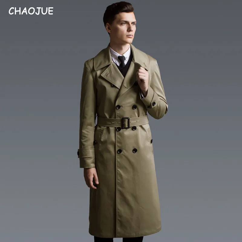 CHAOJUE Extra Long Coat Trench Mens Slim England Trench Coats Male Big Size 6XL Pea Coat Gentleman Top Jackets As Gift