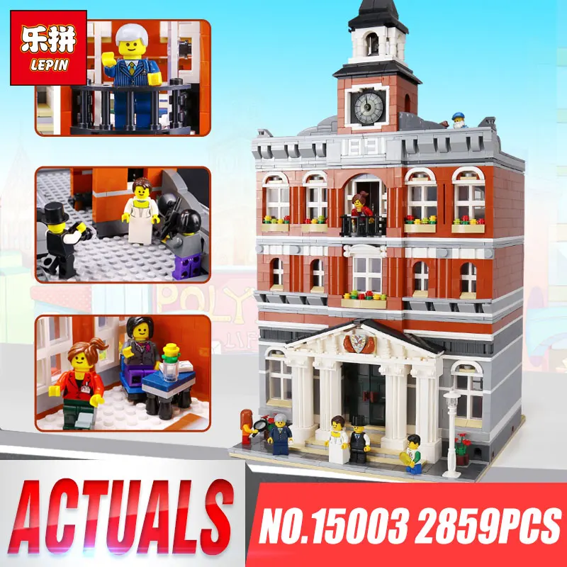 

IN STOCK Lepin 15003 Creators The Town Hall Model Compatible legoing 10224 Building Kits Blocks Kid DIY Toy Gifts for children