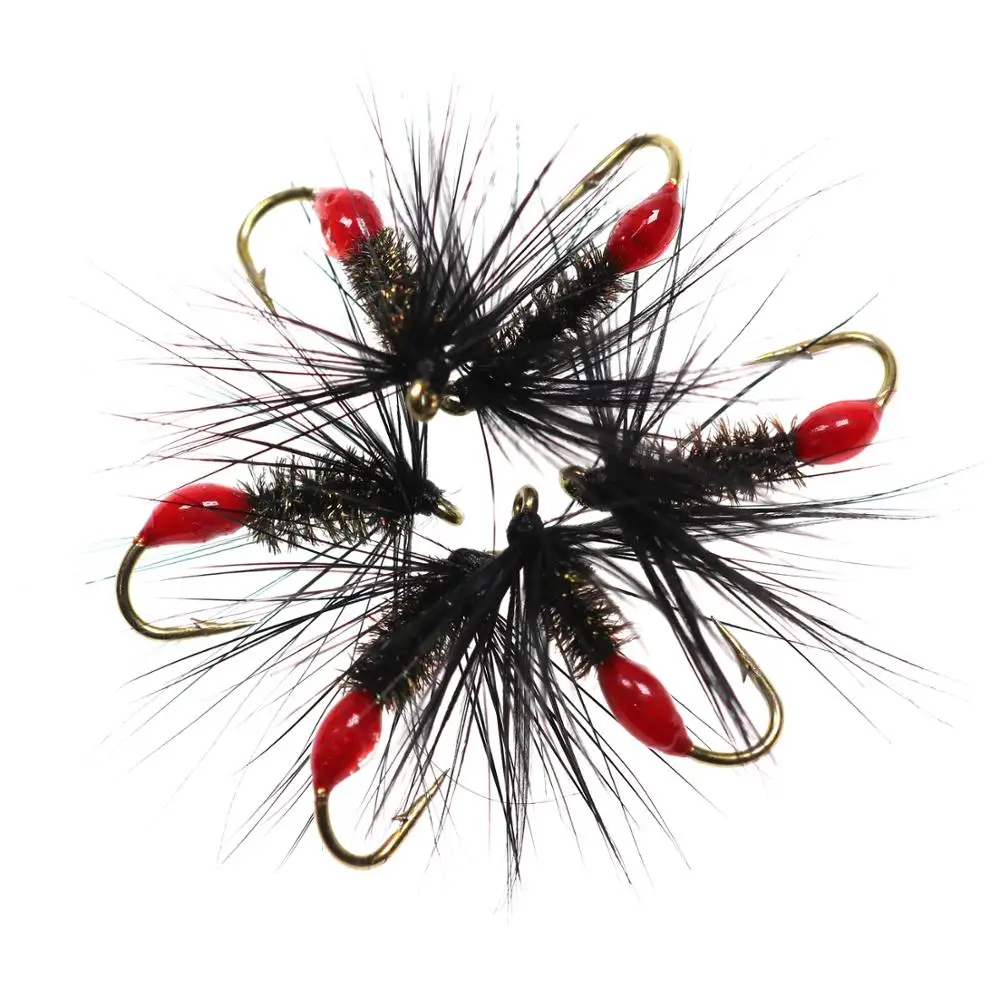 Wifreo 6PCS/Lot#12 Red Ant Trout Flies Fly Bass Pike Salmon Steelhead Trout Brown Hackle Red Butt Flying Ant Wet Fly