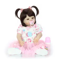 22 дюймов прямые волосы Реалистичная девочка тела винил силиконовая кукла-младенец игрушка как настоящие прекрасную принцессу
