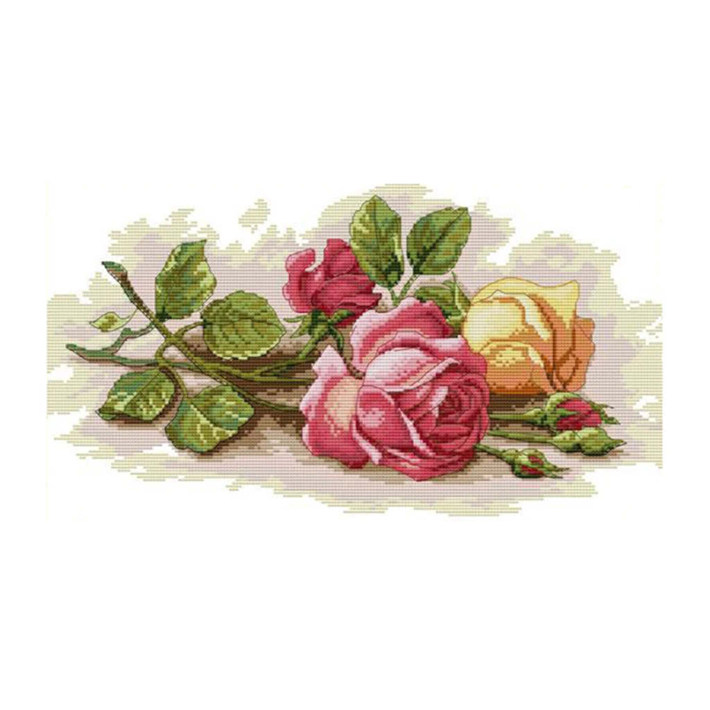 14 CT Counted Cross Stitch Kit - Rose Pattern - DIY Home Ornaments