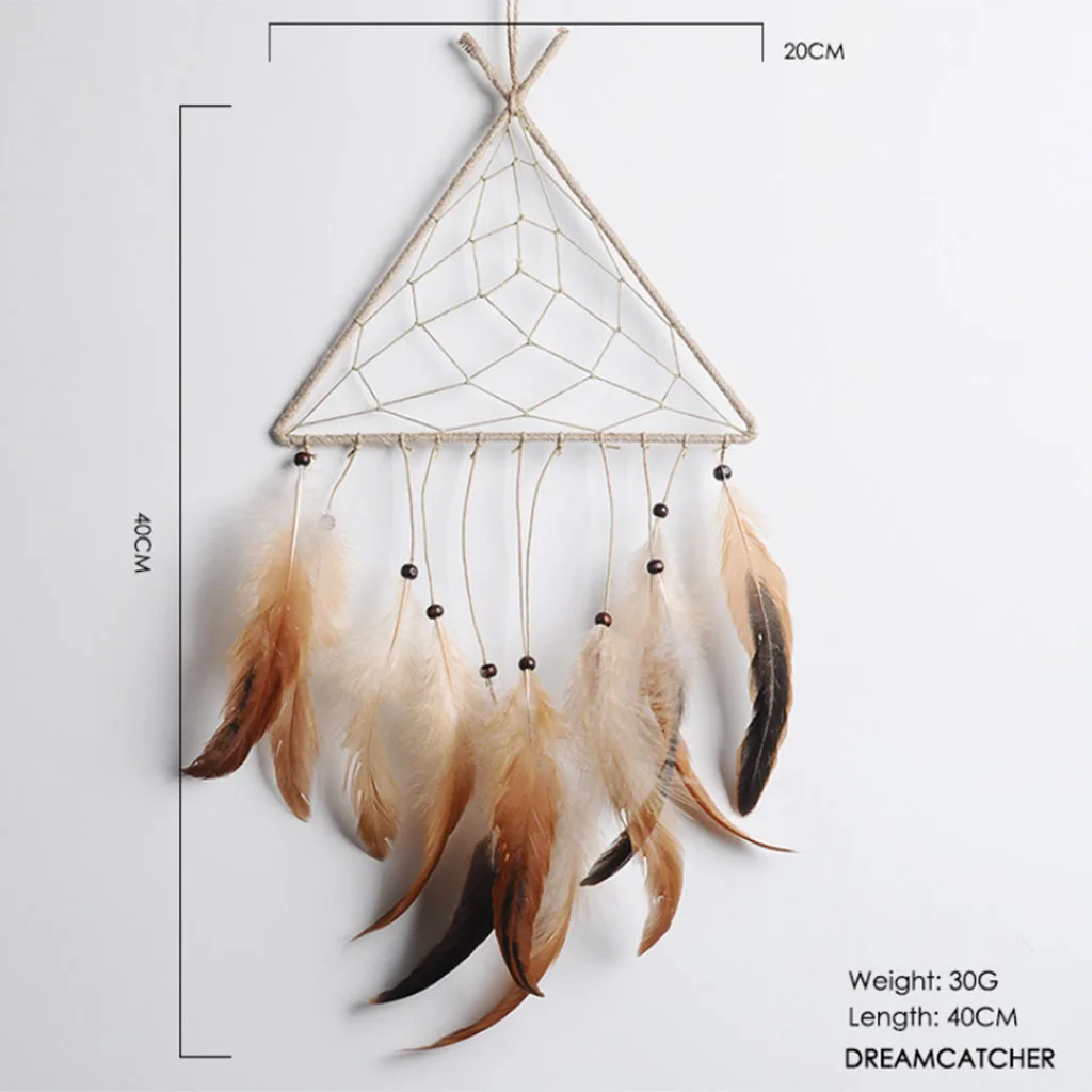 Retro Triangle Feather Dream Catcher Wind Chimes Dreamcatcher for Party Home Decor