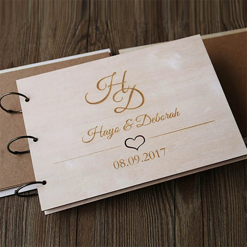А5 Персонализированная Свадебная Гостевая книга деревянная Гостевая книга подпись альбом подарок для пары деревенский уникальный подарок гравировка имя и дата