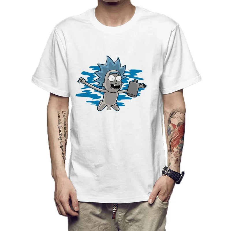 

Rick Morty men t shirt 2017 Summer Anime T-shirts rick and morty worlds folk White Fitness Cartoon tee shirt homme