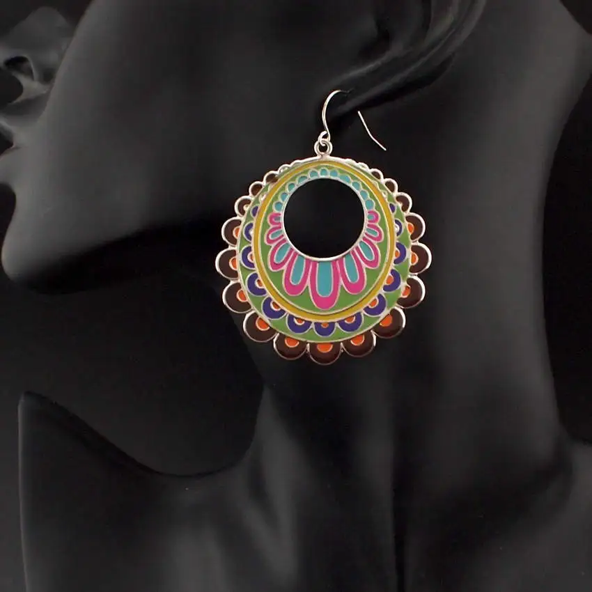 MANILAI Fashion Bohemia Exaggerated Dangle Earring Fashion 50mm Coloured Flower Eardrop Women Ethnic Earrings Cheap Price FE089