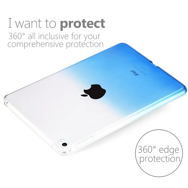 !ACCEZZ Tablet Case For Apple iPad Mini 1 2 3 4 Clear Transparent Silicone Gradient Color Cover 7.9inch Protective Soft Case