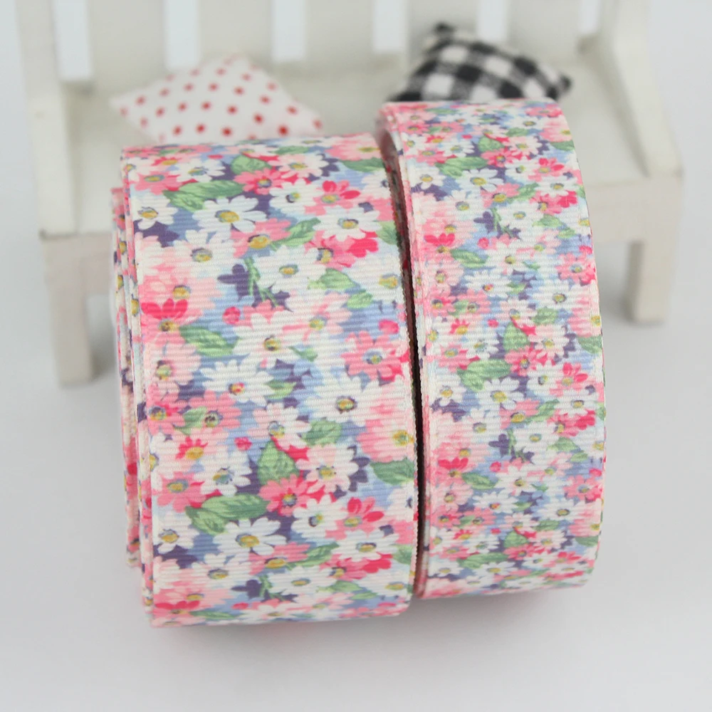 printed grosgrain ribbon flowers (1)