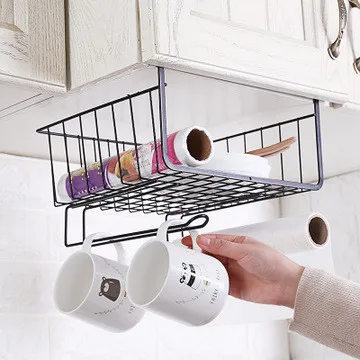 

Multifunctional Kitchen Cupboard Racks Creative Bedroom Storage Hanging Baskets Practical Household Iron Mesh Desktop Shelf